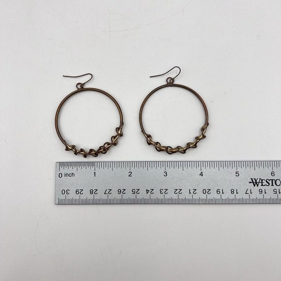 Minimalist Wire Wrapped Hoop Earrings Copper In Color 2” - Picture 2 of 2